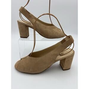 Paul Green Riviera Tan Suede Peeptoe Slingback Heel Size UK Size 6.5 / US 9
